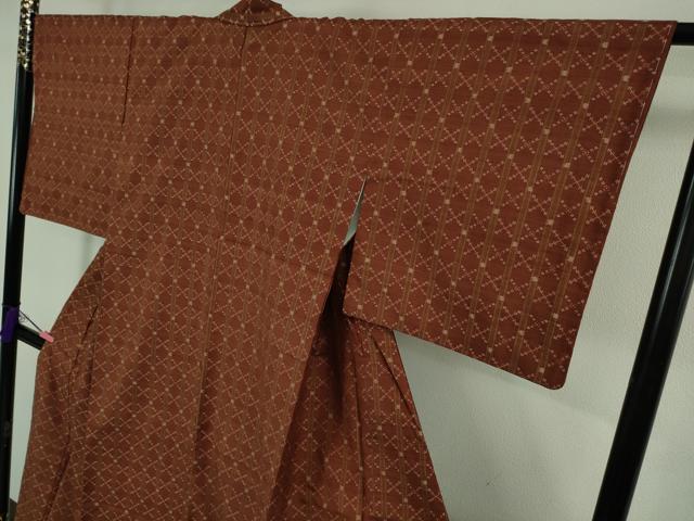平和屋本店●極上 本場琉球 読谷山花織 紬地 唐茶色 逸品 未使用 DZAB3046kh6