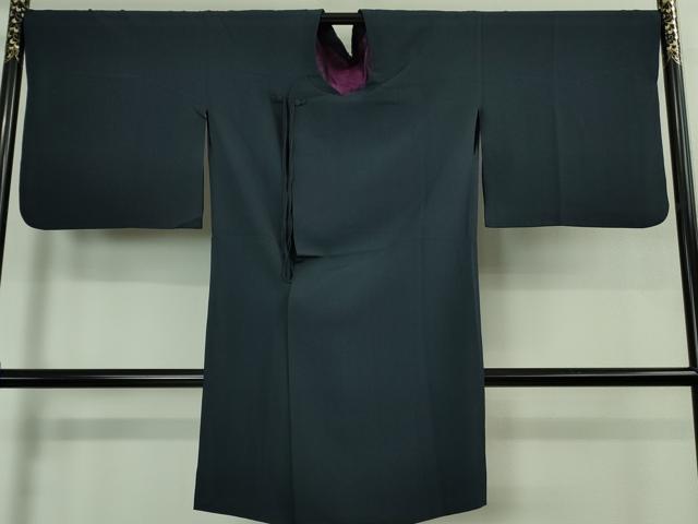 平和屋着物#極上 コート作家 三本賢 和装コート ロング丈 濃紺地 逸品 DZAB3051kh6