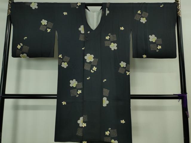 平和屋着物■極上 道行コート ロング丈 舞桜 濃紺地 金彩 反端付き 逸品 DZAB3053kh6
