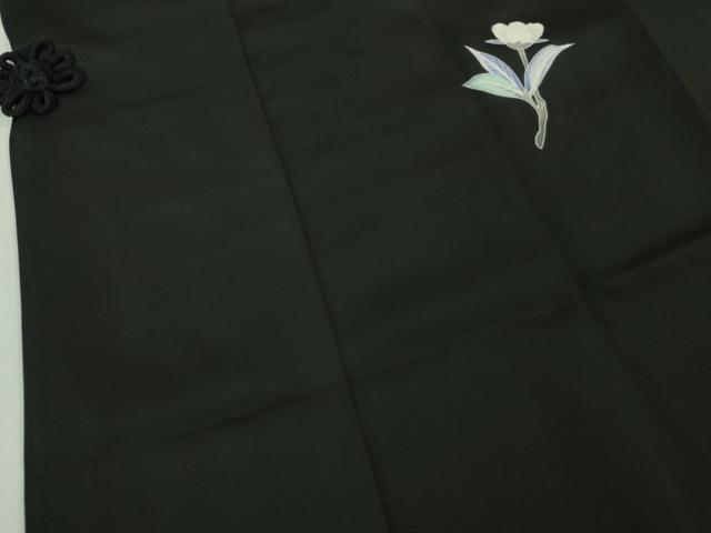 平和屋着物#極上 道中着 ロング丈 友禅 枝花文 黒地 逸品 未使用 DZAB3060kh6