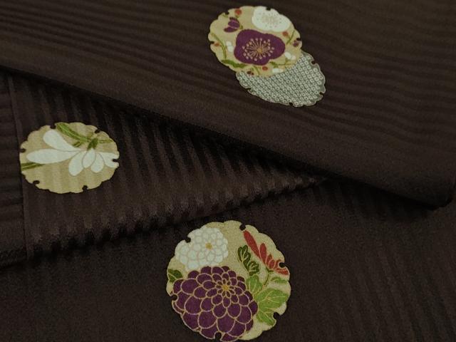 平和屋着物∞極上 長羽織 雪輪花文 烏羽色地 金彩 羽織紐付き 逸品 DZAB3064kh6
