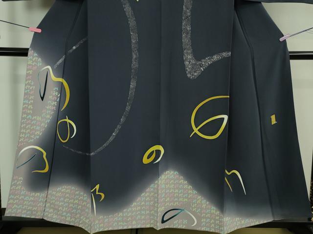 平和屋本店●極上 本加賀友禅作家 由水煌人 訪問着 深縹色地 暈し染め 逸品 DZAB3070kh6