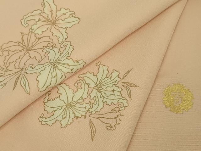 平和屋本店●極上 ジャパンオートクチュール 渡辺雪三郎 小紋 百合 人色地 金彩 逸品 DZAB3074kh6