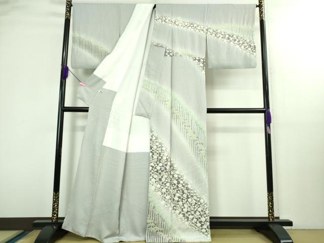 平和屋本店●極上 十日町 名門 滝泰謹製 中国三大刺繍 相良刺繍 訪問着 おぼろ染め 襲絞り 笹梅文 暈し染め 銀糸 逸品 DZAB3075kh6