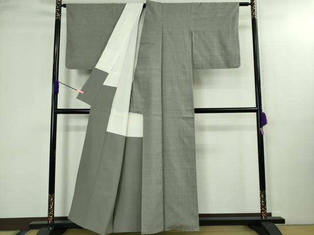 平和屋本店●極上 本場結城紬 重要無形文化財 色無地 灰色 証紙付き 逸品 未使用 DZAB3096kh6