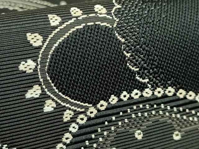 平和屋着物●極上 本場筑前博多織 八寸名古屋帯 ペイズリー 黒地 金糸 博多金ラベル 証紙付き 逸品 DZAB3102kh6