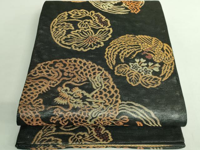 平和屋着物●極上 創業280年 誉田屋源兵衛 六通柄袋帯 龍 鳳凰花丸文 楼蘭織 金銀糸 逸品 DZAB3106kh6