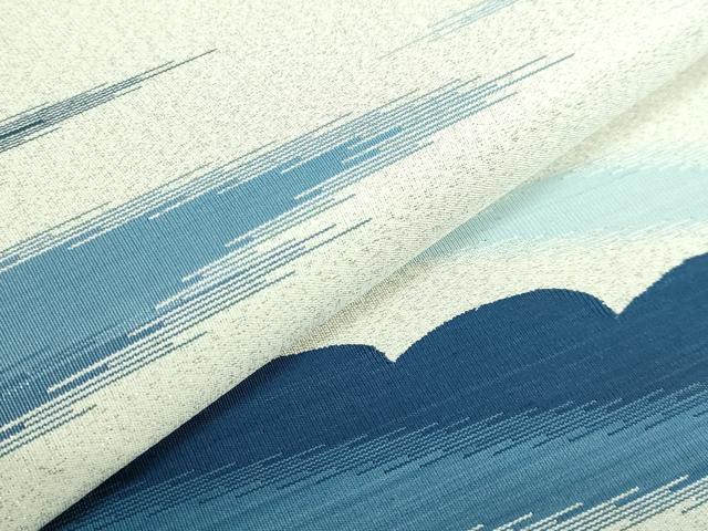 平和屋着物●極上 爪掻き本綴れ 太鼓柄袋帯 藍 霞文 銀糸 逸品 DZAB3109kh6