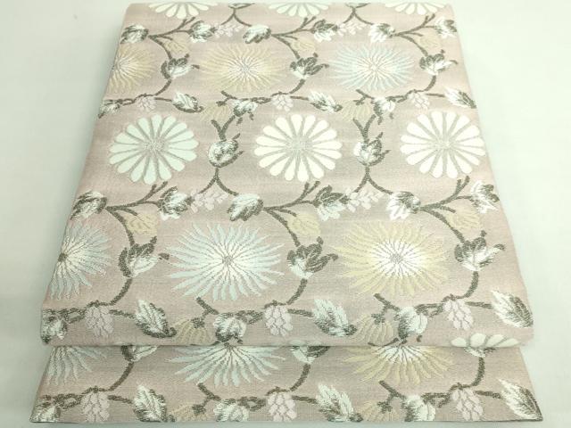 平和屋着物●極上 西陣 藤林幹央 六通柄袋帯 スリーシーズン帯 花唐草 銀糸 逸品 DZAB3116kh6