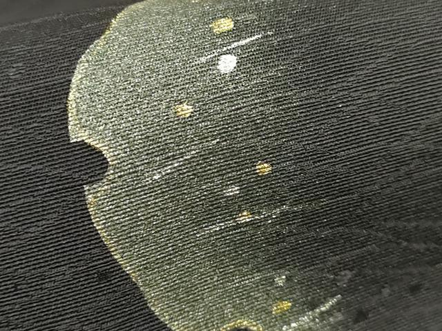 平和屋着物●極上 九寸名古屋帯 雪輪花丸文 金銀彩 羊羹色地 逸品 DZAB3134kh6