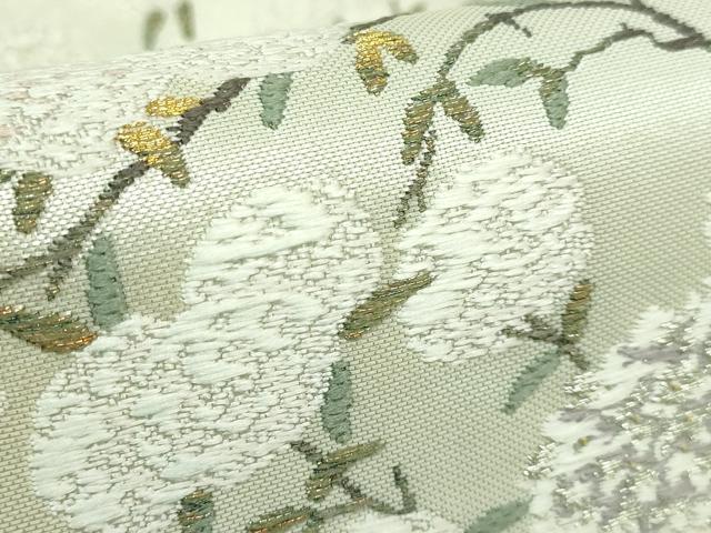 平和屋着物●極上 西陣 浅山織物謹製 六通柄袋帯 唐織 枝花文 真珠本金箔 証紙付き 逸品 未使用 DZAB3138kh6