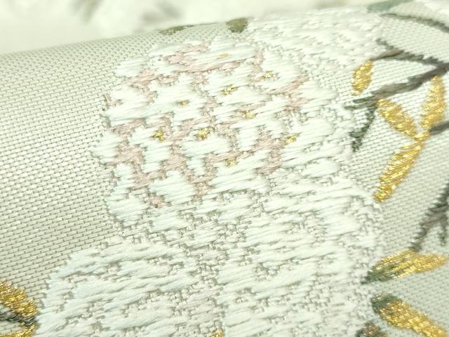 平和屋着物●極上 西陣 浅山織物謹製 六通柄袋帯 唐織 枝花文 真珠本金箔 証紙付き 逸品 未使用 DZAB3138kh6