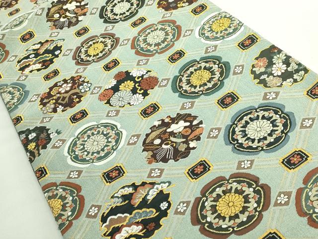 平和屋本店●極上 明綴れ 全通柄袋帯 格天井雪輪花文 金糸 逸品 DZAB3150kh6