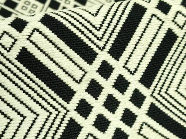 平和屋本店●極上 八寸名古屋帯 こぎん刺し 菱 黒地 逸品 DZAB3175kh6