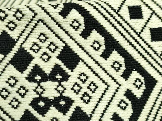 平和屋本店●極上 八寸名古屋帯 こぎん刺し 菱 黒地 逸品 DZAB3175kh6