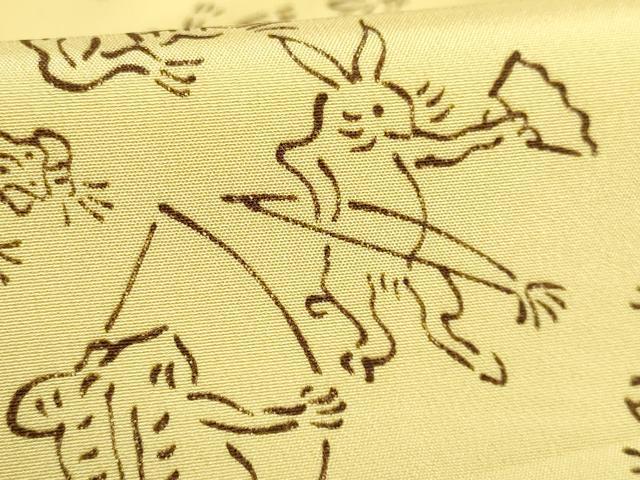 平和屋着物●上質な長襦袢 無双仕立て 鳥獣戯画 蒸栗色地 逸品 DZAB3195kh6