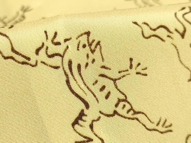 平和屋着物●上質な長襦袢 無双仕立て 鳥獣戯画 蒸栗色地 逸品 DZAB3195kh6