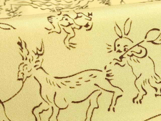 平和屋着物●上質な長襦袢 無双仕立て 鳥獣戯画 蒸栗色地 逸品 DZAB3195kh6