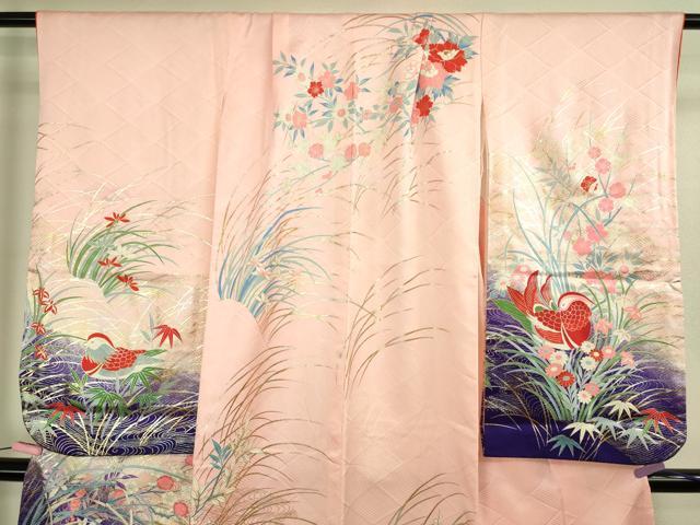 平和屋本店∵極上 女の子 十三参り 子供 祝着 鴛鴦花文 金銀彩 逸品 DZAB3207kh6