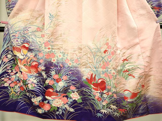 平和屋本店∵極上 女の子 十三参り 子供 祝着 鴛鴦花文 金銀彩 逸品 DZAB3207kh6