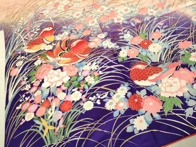 平和屋本店∵極上 女の子 十三参り 子供 祝着 鴛鴦花文 金銀彩 逸品 DZAB3207kh6