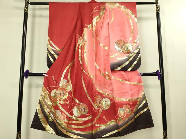 平和屋本店∵極上 女の子 十三参り 子供 祝着 鼓吉祥花文 暈し染め 金彩 逸品 DZAB3209kh6