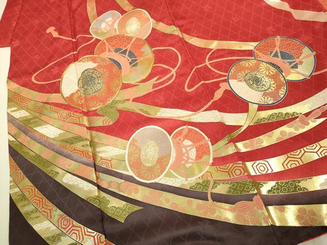 平和屋本店∵極上 女の子 十三参り 子供 祝着 鼓吉祥花文 暈し染め 金彩 逸品 DZAB3209kh6