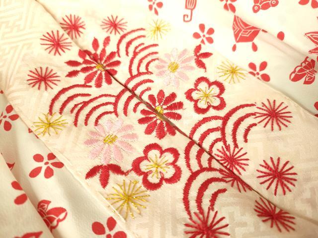 平和屋本店∵極上 女の子 十三参り 子供 祝着・襦袢(半衿刺繍)セット 総絞り 舞花文 逸品 DZAB3216kh6