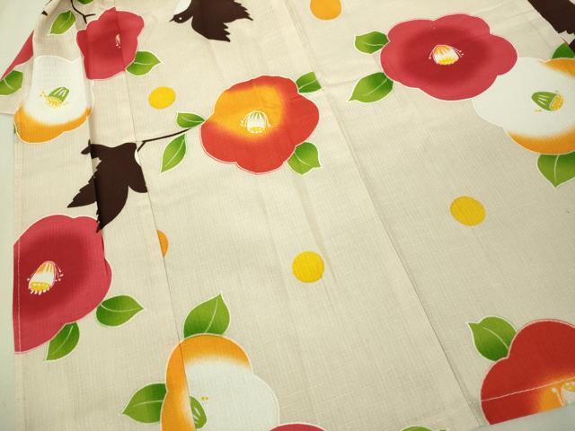 平和屋本店∴極上 夏物 子供 女の子 浴衣 椿 舞鳥文 綿紅梅 逸品 DZAB3221kh6