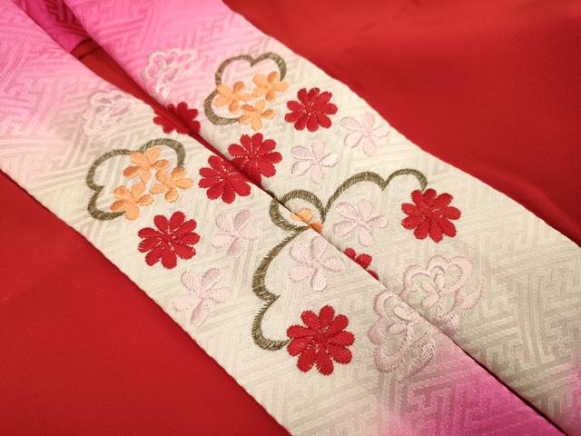 平和屋本店∵極上 女の子 十三参り 子供 祝着・襦袢(半衿刺繍)セット 駒刺繍 束ね熨斗 吉祥花松文 暈し染め 逸品 DZAB3232kh6