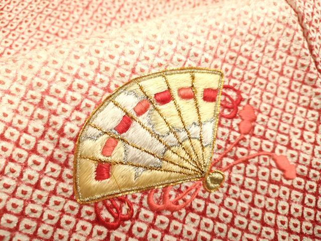 平和屋本店∵極上 女の子 十三参り 子供 祝着・襦袢セット 刺繍 絞り 檜扇飛鶴 松竹梅 暈し染め 金銀糸 逸品 DZAB3247kh6
