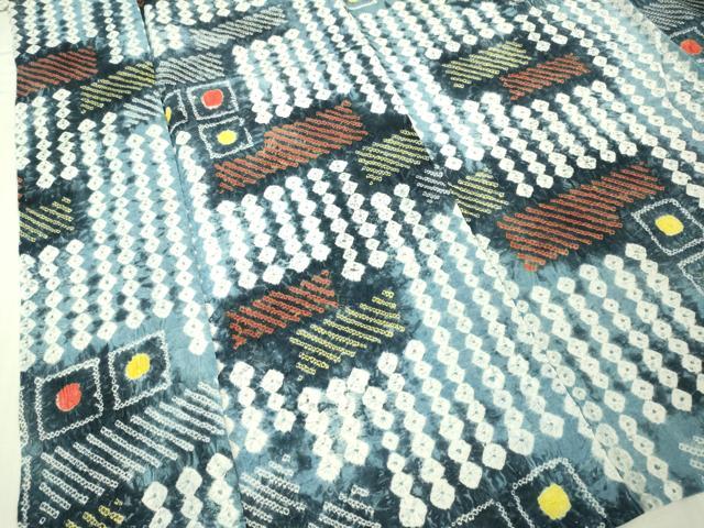 平和屋着物∴極上 夏物 浴衣 有松鳴海絞り 幾何学文様 綿 逸品 DZAB3256kh6