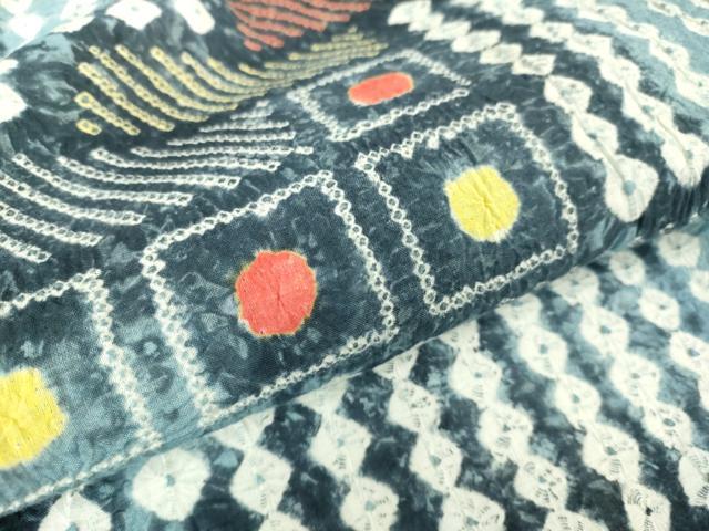 平和屋着物∴極上 夏物 浴衣 有松鳴海絞り 幾何学文様 綿 逸品 DZAB3256kh6