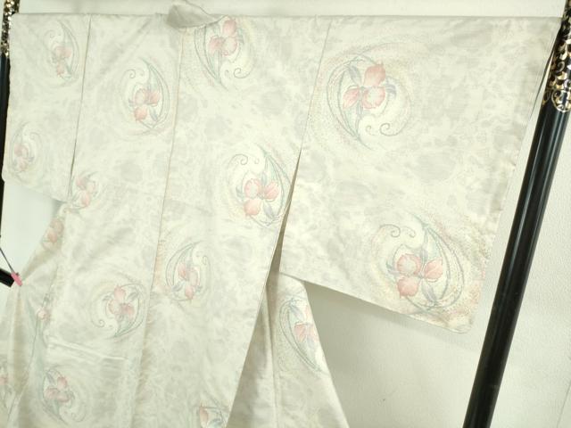 平和屋本店●極上 本場大島紬 白大島 白恵泥 花の女王 恵大島紬織物謹製 証紙付き 逸品 未使用 DZAB3271kh6