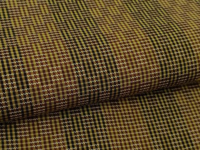 平和屋本店●極上 山下八百子 本場黄八丈 市松綾織 紬 逸品 未使用 DZAB3278kh6