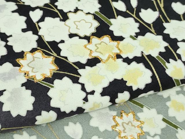 平和屋本店●極上 訪問着 作家物 駒刺繍 枝花文 暈し染め 紫黒色地 暈し染め 金彩 逸品 DZAB3285kh6