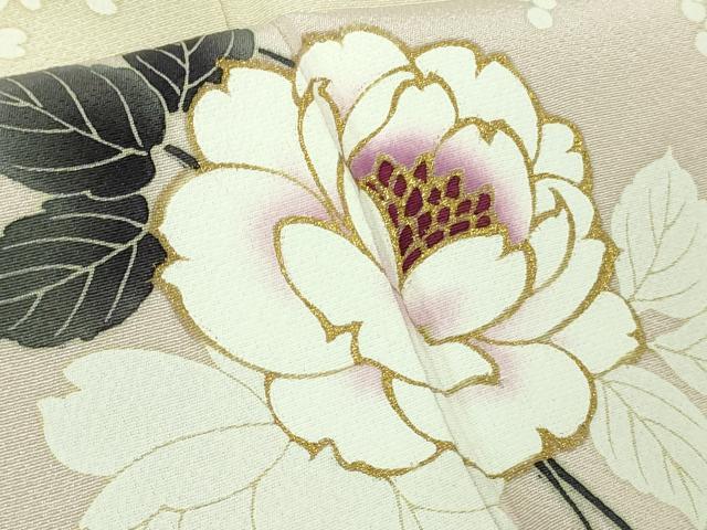 平和屋本店●極上 訪問着 リス 舞鳥 葡萄蔦の葉華文 女郎花色地 暈し染め 金彩 逸品 DZAB3287kh6