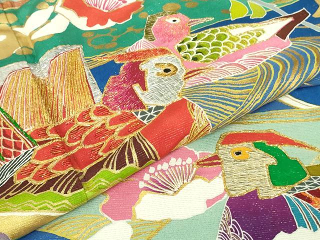 平和屋本店●最高級 創業460年・千總 振袖 刺繍 鴛鴦花文 金糸 銀通し地 松坂屋扱い 逸品 DZAB3289kh6