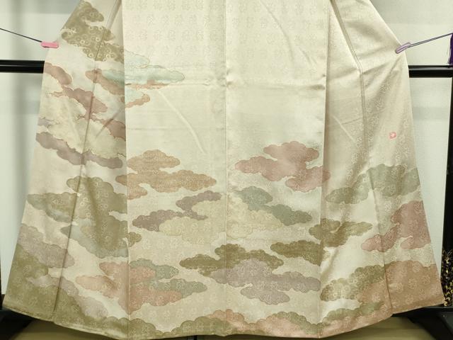 平和屋本店●極上 皇室献上作家 藤井寛 訪問着 駒刺繍 雲重ね 灰梅色地 金彩 逸品 DZAB3291kh6
