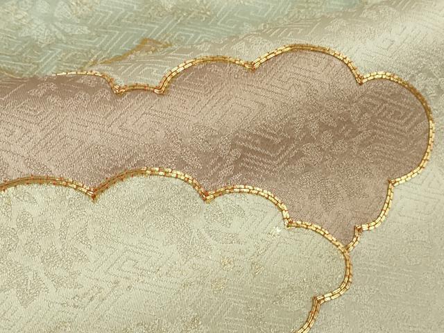 平和屋本店●極上 皇室献上作家 藤井寛 訪問着 駒刺繍 雲重ね 灰梅色地 金彩 逸品 DZAB3291kh6