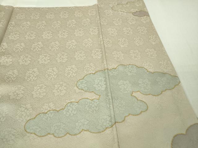 平和屋本店●極上 皇室献上作家 藤井寛 訪問着 駒刺繍 雲重ね 灰梅色地 金彩 逸品 DZAB3291kh6