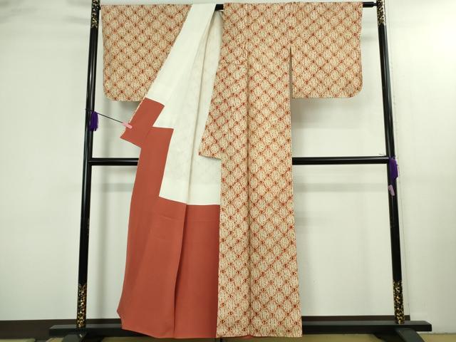 平和屋本店●極上 岩手の匠 草紫堂 南部絞り 茜染 紬 正絹 逸品 未使用 DZAB3294kh6