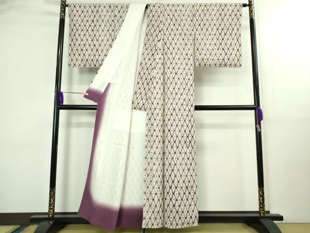 平和屋本店●極上 岩手の匠 草紫堂 南部絞り 紫根染 紬 正絹 網目文 逸品 DZAB3295kh6