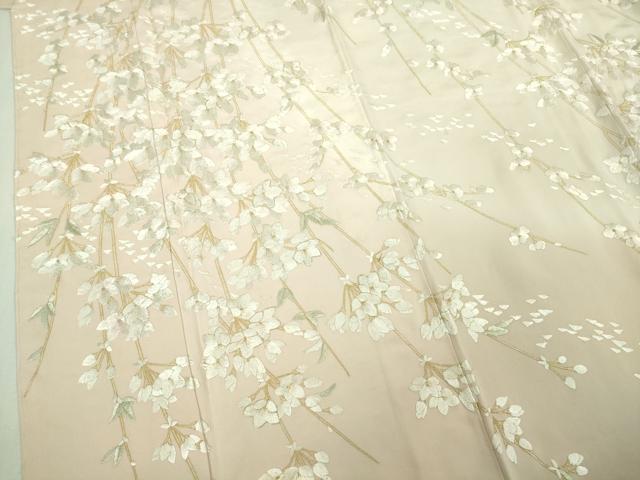 平和屋本店●極上 訪問着 総手刺繍 枝垂れ桜 暈し染め 金銀糸 逸品 未使用 DZAB3299kh6