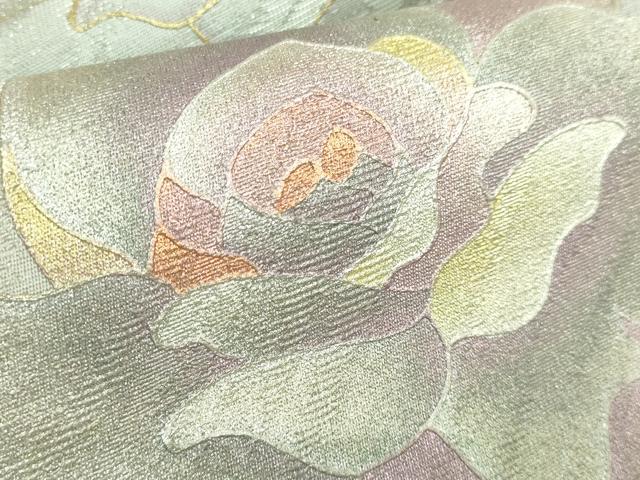 平和屋着物●極上 太鼓柄袋帯 バラ 薔薇 金銀彩 さが美扱い 逸品 DZAB3318kh6