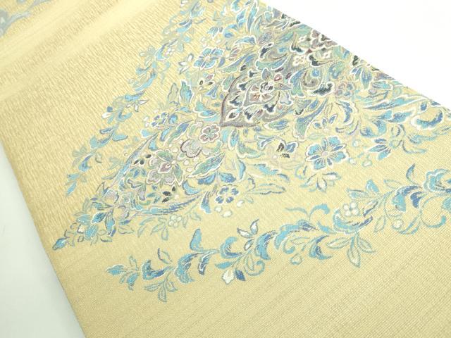 平和屋着物●極上 両面 全通柄袋帯 花菱文 藍 やまと誂製 逸品 未使用 DZAB3328kh6