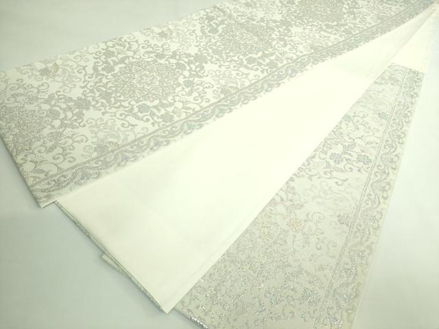 平和屋着物●極上 六通柄袋帯 正倉院花唐草 銀糸 逸品 DZAB3330kh6