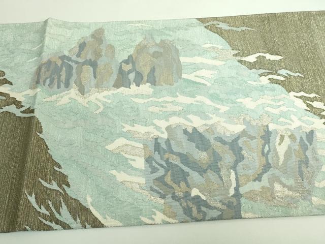 平和屋着物●極上 綴れ 太鼓柄袋帯 渓流 金銀糸 逸品 DZAB3332kh6