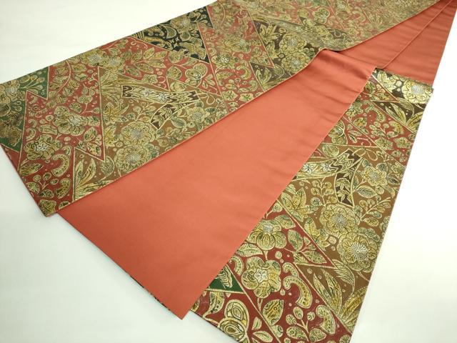 平和屋着物●極上 六通柄袋帯 金唐革 辻が花 松皮菱短冊花文 金彩 逸品 DZAB3336kh6