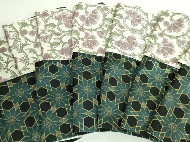 平和屋本店●極上 西陣 木野織物 菱屋善兵衛謹製 両面 半幅帯 花唐草 麻の葉文様 逸品 DZAB3361kh6